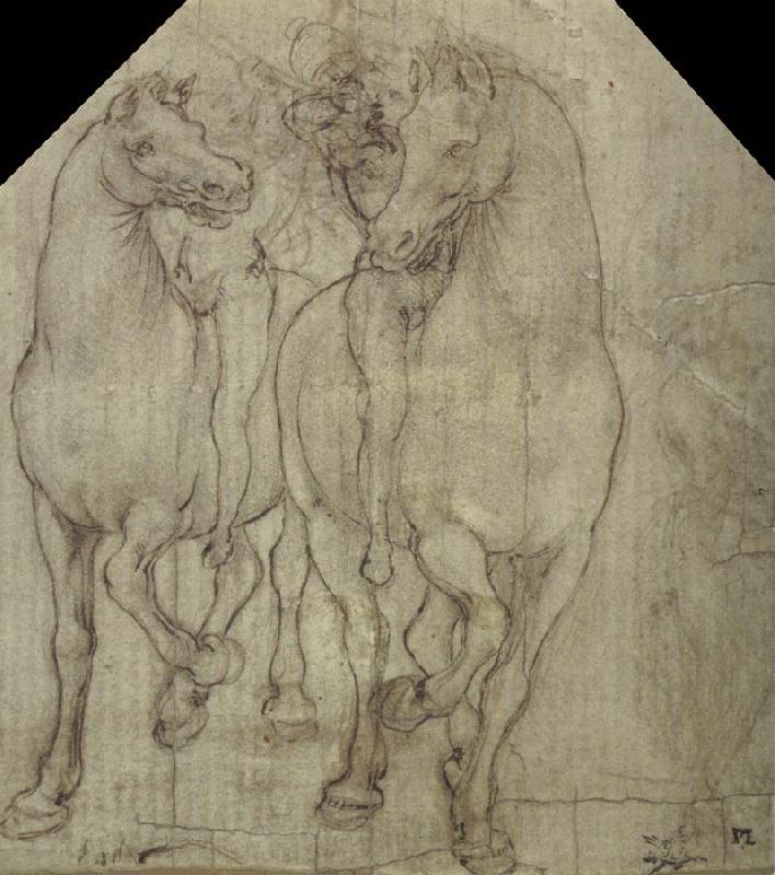Leonardo  Da Vinci Horses with horsemen